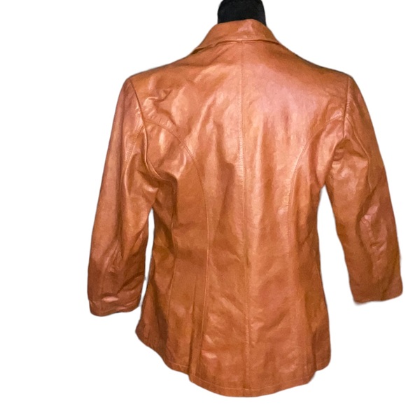 VINTAGE | 70s Wilson's Leather caramel single breasted blazer jacket - Picture 6 of 15